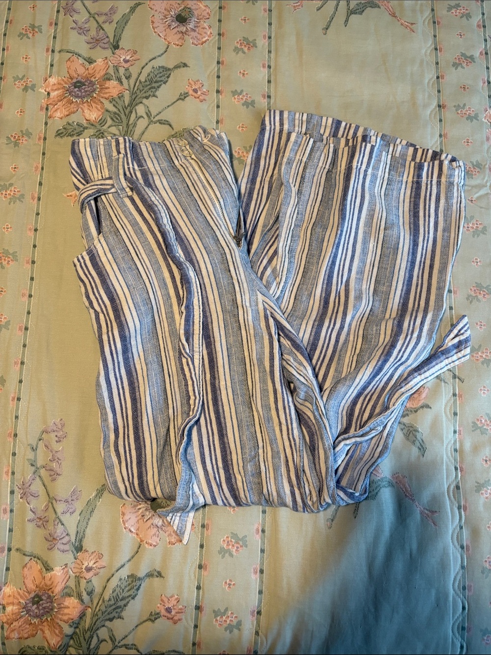 GAP Blue and White Striped Wide-Leg Pants